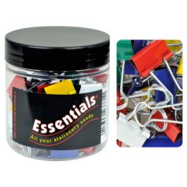 Essentials Tub Foldback Clips 19mm Assorted Colours Pk 50