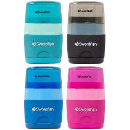 Swordfish Twin Combo Sharpener & Eraser Assorted Colours Pack 1