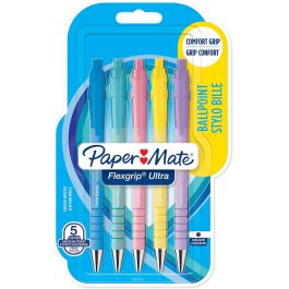 Paper Mate Flexigrip Ultra Pastel Ballpoint Pens Medium Pack 5