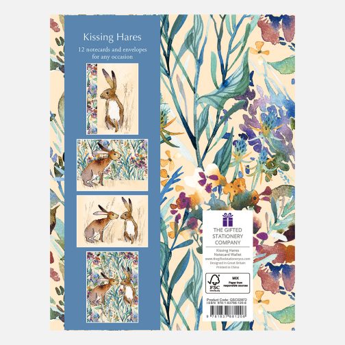 The Gifted stationery Co Notecard Wallet Kissing Hares - Image 2