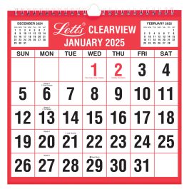 Letts 2025 Business Calendar Clear View Monthly