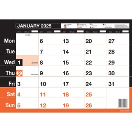 Simply A3 Monthly Memo Calendar 2025