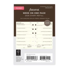 Filofax Pocket Week on One Page Cotton Cream 2025 Diary Refill