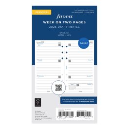 Filofax Personal Week On Two Pages Ruled 2025 Diary Refill