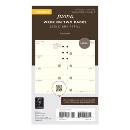 Filofax Personal Week On Two Pages Cotton Cream 2025 Diary Refill
