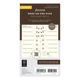 Filofax Personal Week on One Page Cotton Cream 2025 Diary Refill