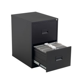 Talos 2 Drawer Metal Filing Cabinet 465x620x700mm Black