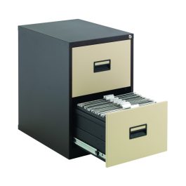 Talos 2 Drawer Metal Filing Cabinet 465x620x700mm Coffee / Cream