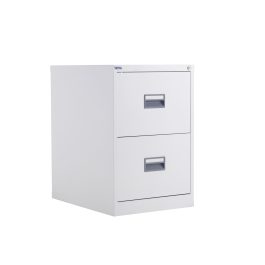 Talos 2 Drawer Metal Filing Cabinet 465x620x700mm White