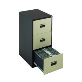 Talos 3 Drawer Metal Filing Cabinet 465x620x1010mm Coffee / Cream