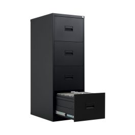 Talos 4 Drawer Metal Filing Cabinet 465x620x1310mm Black