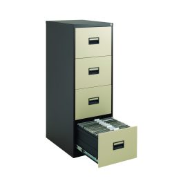 Talos 4 Drawer Metal Filing Cabinet 465x620x1310mm Coffee / Cream