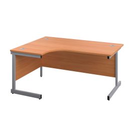 First Radial Left Hand Desk 1600x1200x730mm Beech