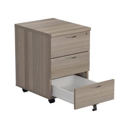 First 3 Drawer Mobile Pedestal 404x500x595mm Grey Oak