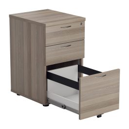 First 3 Drawer Under Desk Pedestal 404x500x690mm Grey Oak