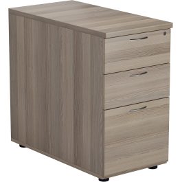 First 3 Drawer Desk High Pedestal 404x800x730mm Grey Oak