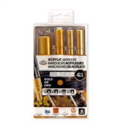 Royal & Langnickel Acrylic Paint Marker Gold Assorted Tips Pack of 4