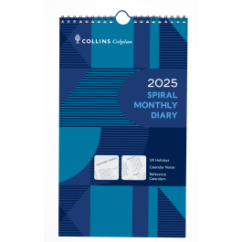 Collins 2025 Colplan Monthly Spiral Calendar Blue