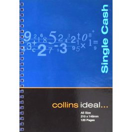 Collins Ideal 7 A5 Cashbook Wiro Single Cash 120 Pages Blue