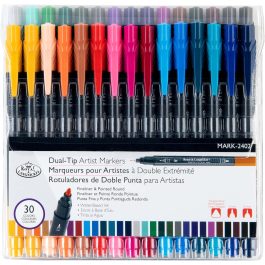 Royal & Langnickel Dual Tip Artist Markers Pointed Round Tip and Fineliner Set of 30