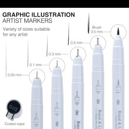 Royal & Langnickel Graphic Illustration Artist Markers Fineliner Black Pk 5