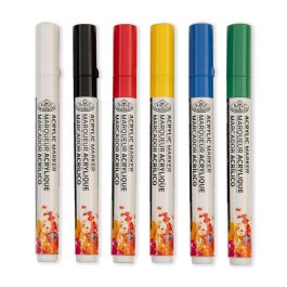 Royal & Langnickel Acrylic Paint Markers 2mm Reversible Tips Primary Pack of 6