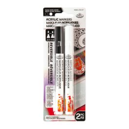 Royal & Langnickel Acrylic Paint Markers 2mm Reversible Tips Black / White Pack of 12