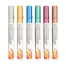 Royal & Langnickel Acrylic Paint Markers 2mm Reversible Tips Metallics Pack of 6