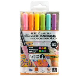 Royal & Langnickel Acrylic Paint Markers 1.2mm Hue Pack of 6