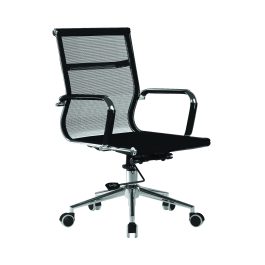 The Aura Medium Back Mesh Chair Black with Chrome Base