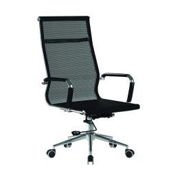 The Aura High Back Mesh Chair Black with Chrome Base