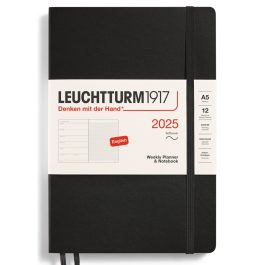 Leuchtturm A5 Softcover Weekly Planner & Notebook 2025 Black