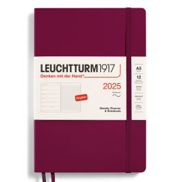 Leuchtturm A5 Softcover Weekly Planner & Notebook 2025 Port Red