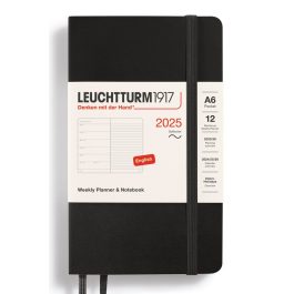 Leuchtturm A6 Softcover Weekly Planner & Notebook 2025 Black