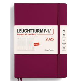 Leuchtturm A5 Hardcover Week Vertical Planner 2025 Port Red