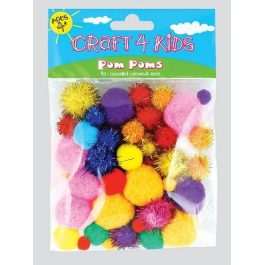 Craft 4 Kids Glitter Pom Poms Assorted Pk 50 – CK01