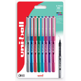 Uniball UB-157D Eye Designer Rollerball Pens Assorted Pk 8