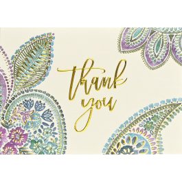 Peter Pauper Press Thank You Note Cards Watercolor Paisley