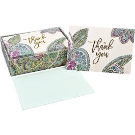 Peter Pauper Press Thank You Note Cards Watercolor Paisley