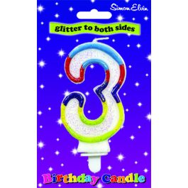 Simon Elvin Glitter Birthday Candle Number 3 – CDL904