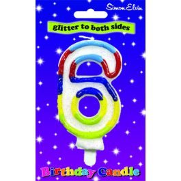 Simon Elvin Glitter Birthday Candle Number 6 – CDL907