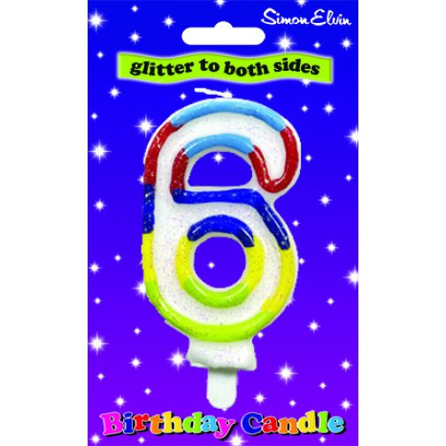 Simon Elvin Glitter Birthday Candle Number 6 - CDL907