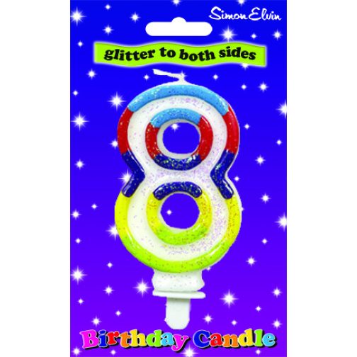 Simon Elvin Glitter Birthday Candle Number 8 - CDL909