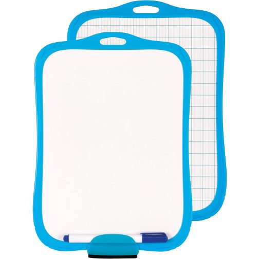 Snopake Double-Sided Whiteboard with Dry Wipe Pen and Eraser Blue Pk 1