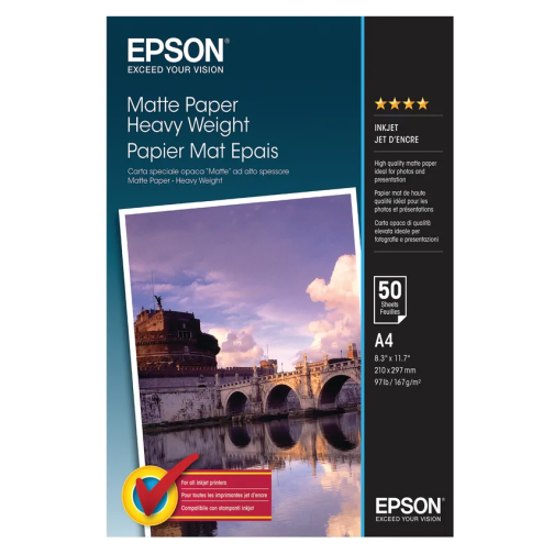Epson A4 Matte Inkjet Paper Heavyweight 167gsm Pack 50 Sheets