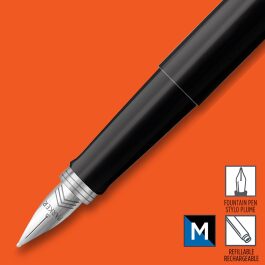Parker Jotter Fountain Pen Black / Stainless Steel Barrel