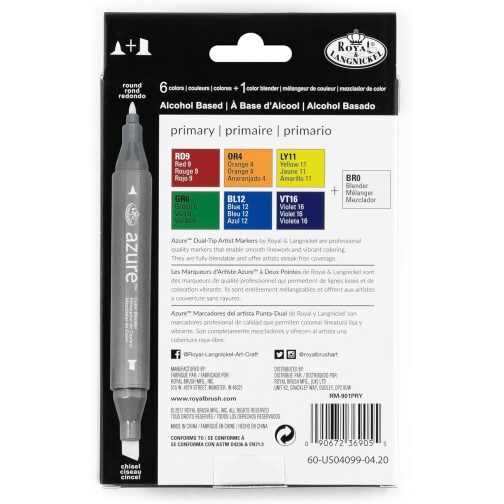 Royal & Langnickel Azure Artist Markers Primary Colour Set 7pc - Image 2