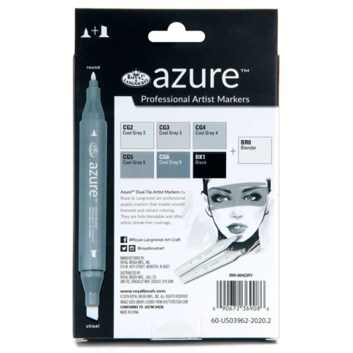 Royal & Langnickel Azure Artist Markers Grayscale Colour Set 7pc - Image 2