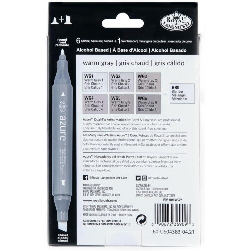 Royal & Langnickel Azure Artist Markers Warm Gray Colour Set 7pc - Image 2